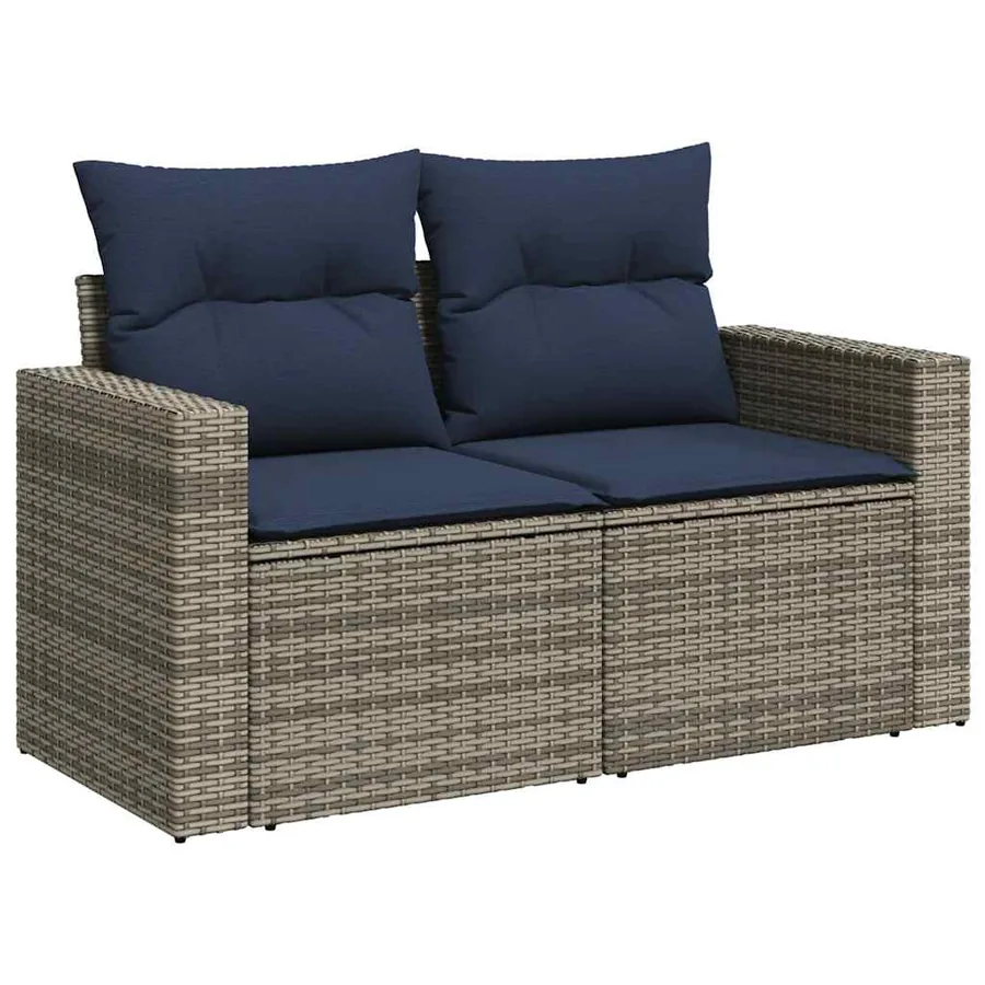 Salon de jardin avec coussins 14 pcs gris résine tressée - 5