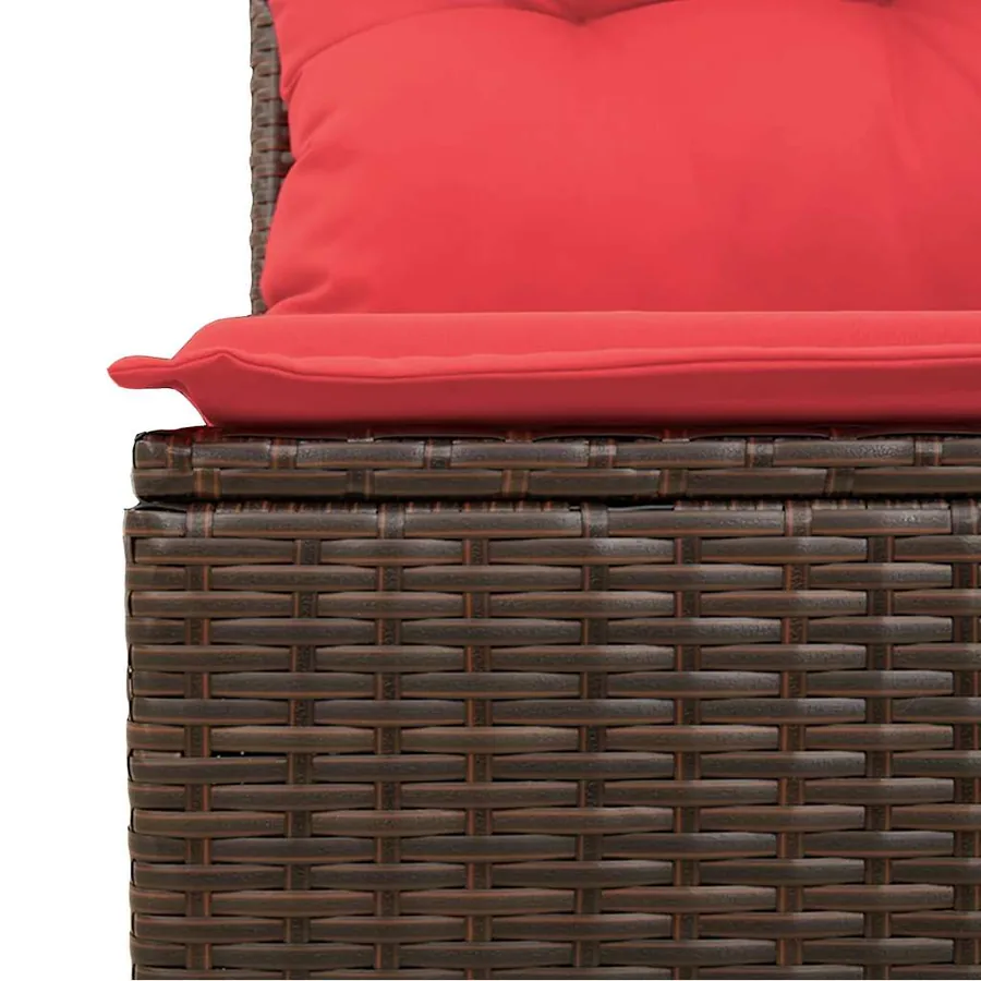 Ensemble de canapé de jardin 7 pcs avec coussins marron résine tressée - 9