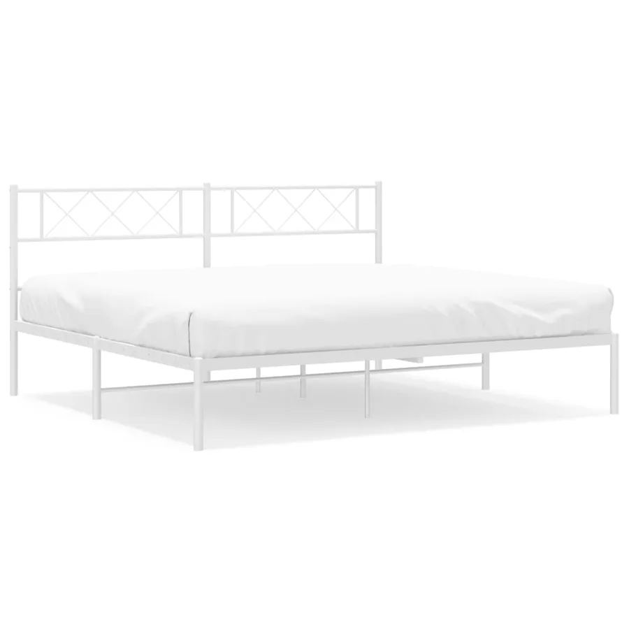 Cadre de lit métal sans matelas et tête de lit blanc 180x200 cm - 2