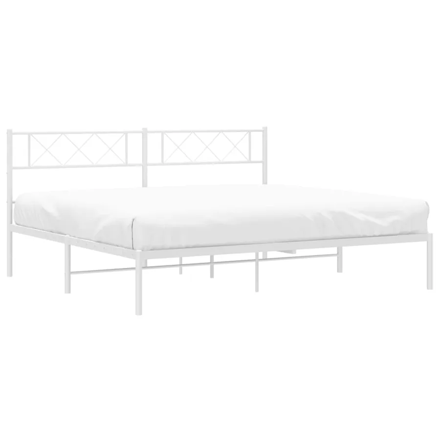 Cadre de lit métal sans matelas et tête de lit blanc 180x200 cm - 3