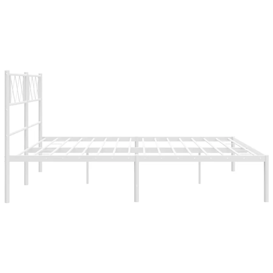 Cadre de lit métal sans matelas et tête de lit blanc 180x200 cm - 6