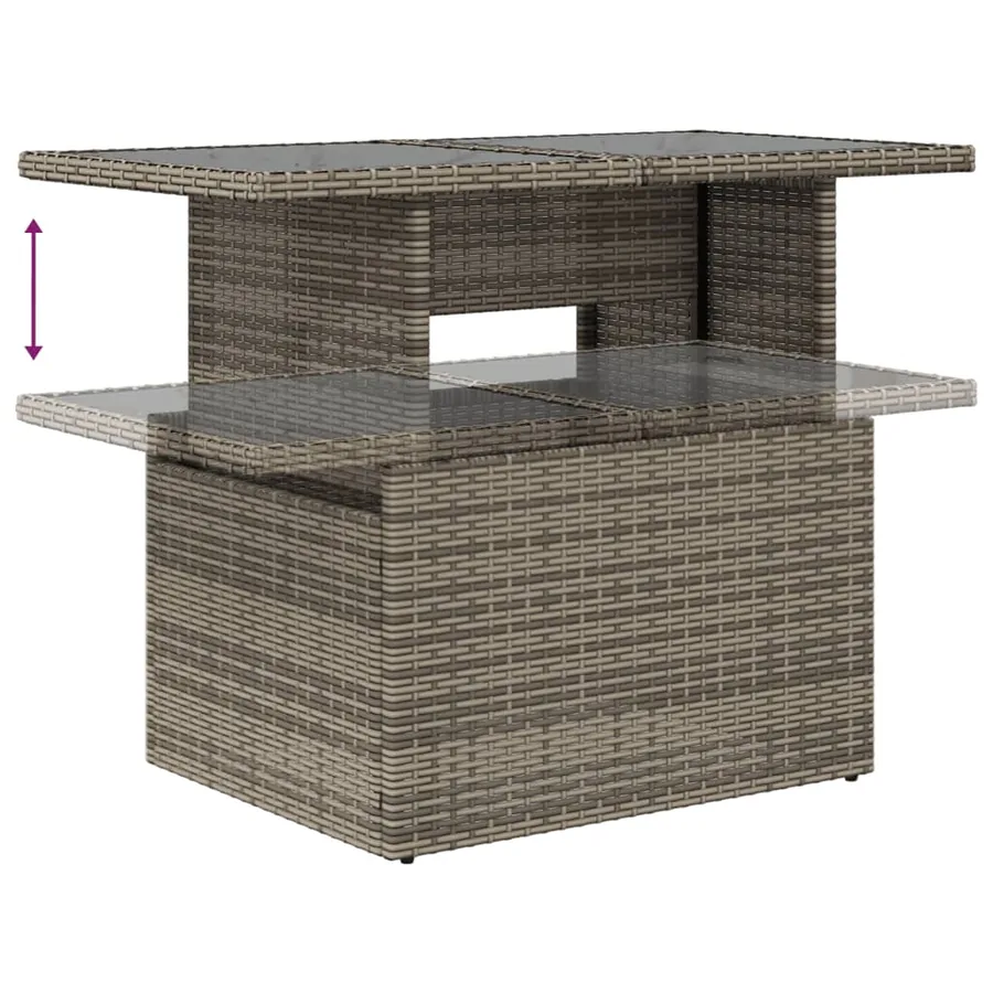 Ensemble de canapé de jardin 10 pcs avec coussins gris résine tressée - 6