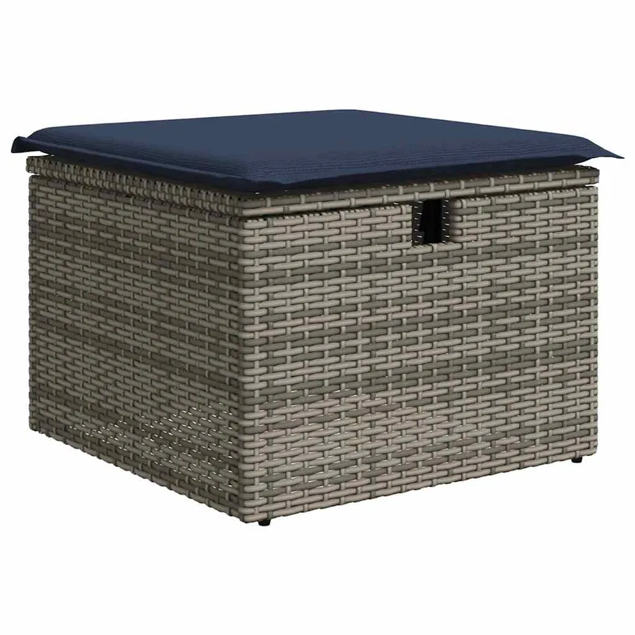 Salon de jardin 9 pcs avec coussins gris résine tressée - 6