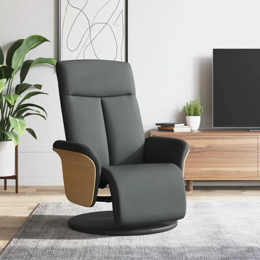 Fauteuil inclinable avec repose-pieds gris foncé tissu