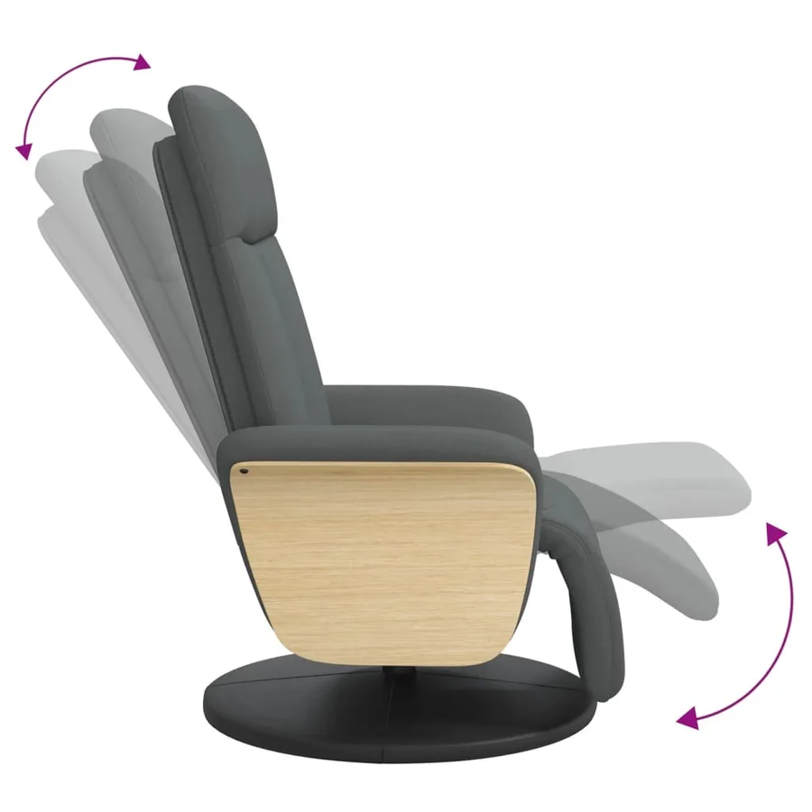 Fauteuil inclinable avec repose-pieds gris foncé tissu - 7