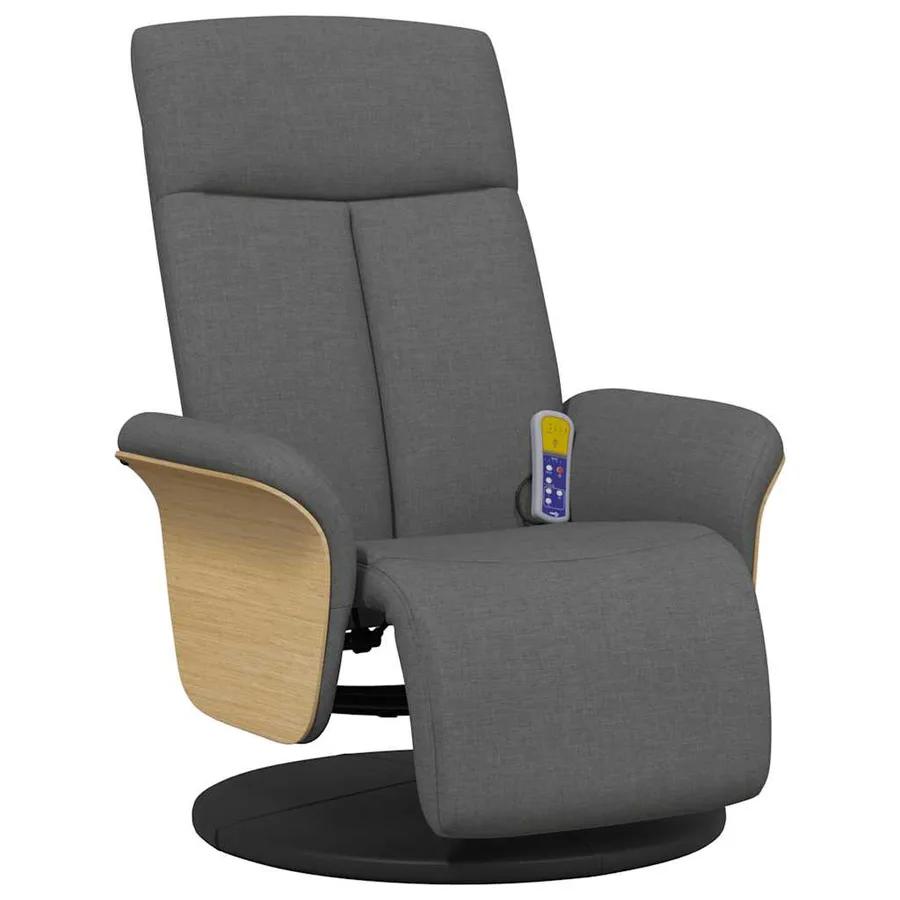 Fauteuil inclinable de massage et repose-pieds gris foncé tissu - 4