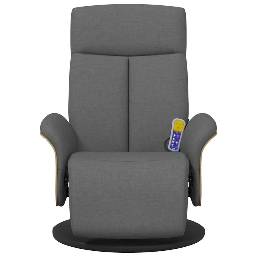 Fauteuil inclinable de massage et repose-pieds gris foncé tissu - 5