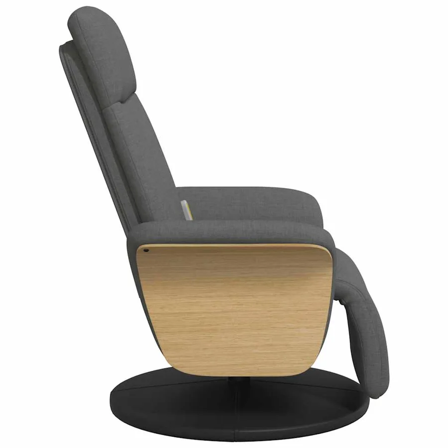 Fauteuil inclinable de massage et repose-pieds gris foncé tissu - 6