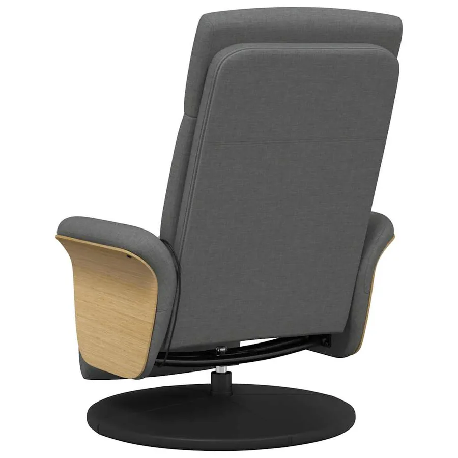Fauteuil inclinable de massage et repose-pieds gris foncé tissu - 7