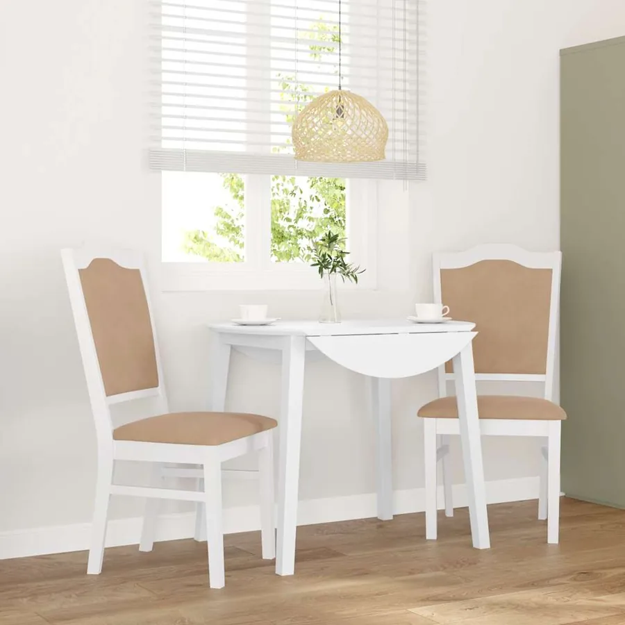 Chaises de salle à manger avec coussins (2 pcs) bois massif blanc caoutchouc