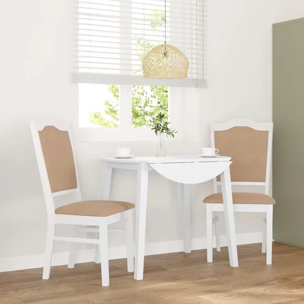 Chaises de salle à manger avec coussins (2 pcs) bois massif blanc caoutchouc