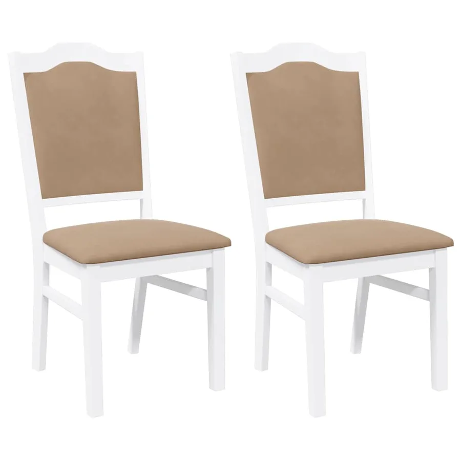 Chaises de salle à manger avec coussins (2 pcs) bois massif blanc caoutchouc - 2
