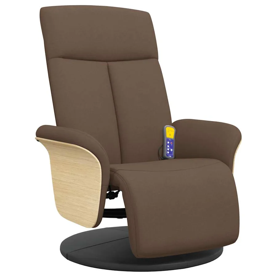Fauteuil inclinable de massage avec repose-pieds marron tissu - 3