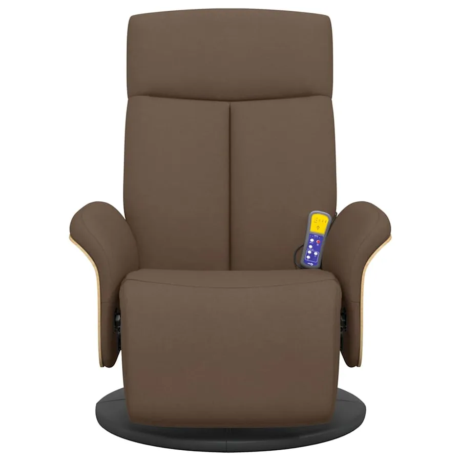 Fauteuil inclinable de massage avec repose-pieds marron tissu - 4