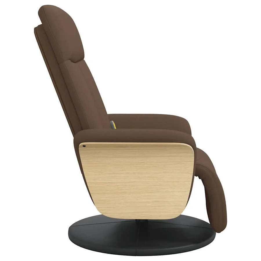 Fauteuil inclinable de massage avec repose-pieds marron tissu - 5