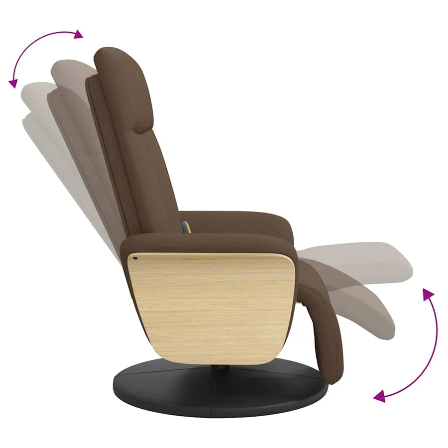 Fauteuil inclinable de massage avec repose-pieds marron tissu - 7
