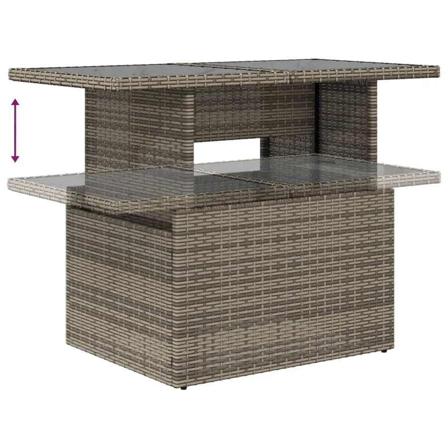 Ensemble de canapé de jardin 6 pcs avec coussins gris résine tressée - 7