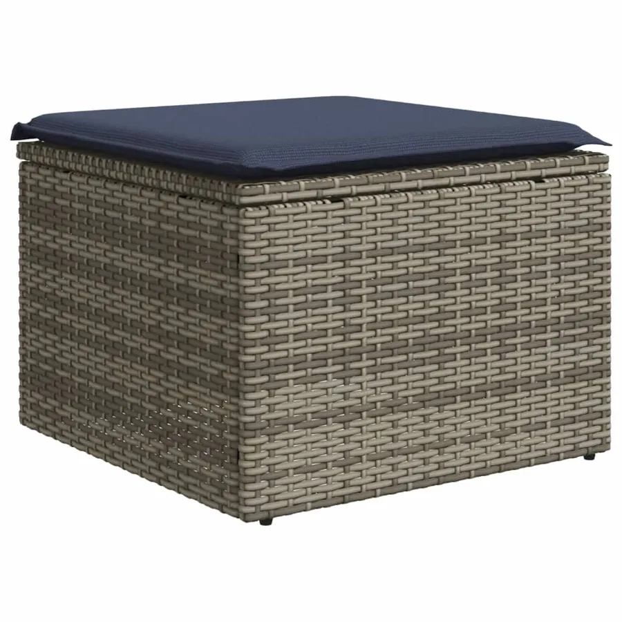 Ensemble de canapé de jardin 7 pcs avec coussins gris résine tressée - 6