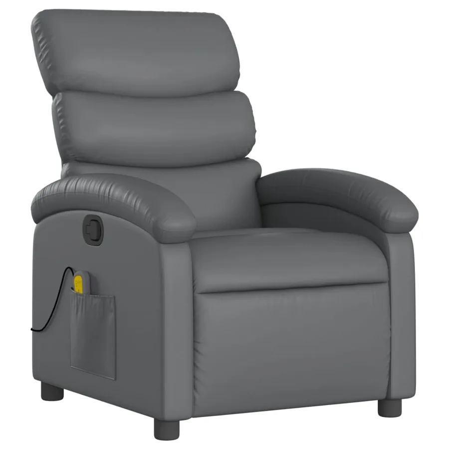 Fauteuil de massage inclinable gris similicuir - 3