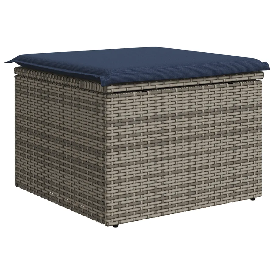 Tabouret de Jardin avec coussin Gris 55 x 55 x 37 cm polyrotin - 6