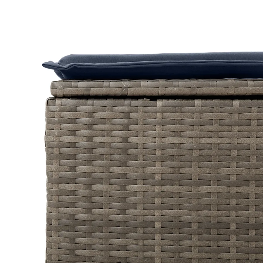 Tabouret de Jardin avec coussin Gris 55 x 55 x 37 cm polyrotin - 8