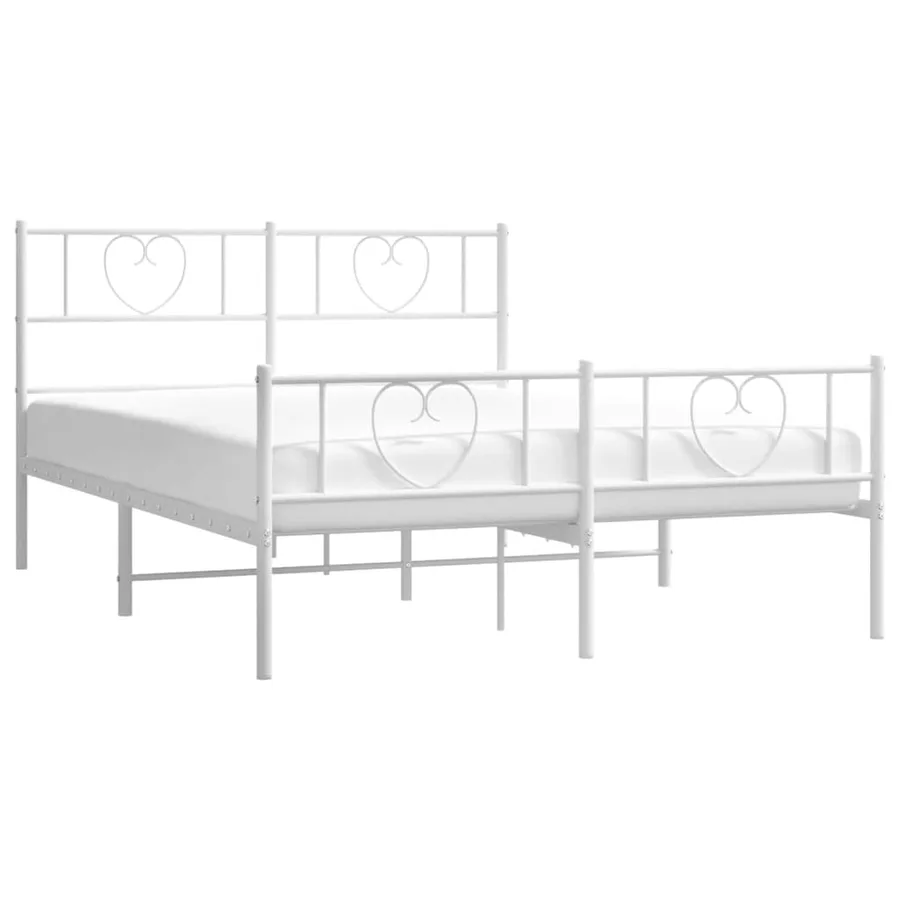 Cadre de lit métal sans matelas et pied de lit blanc 120x200 cm - 3