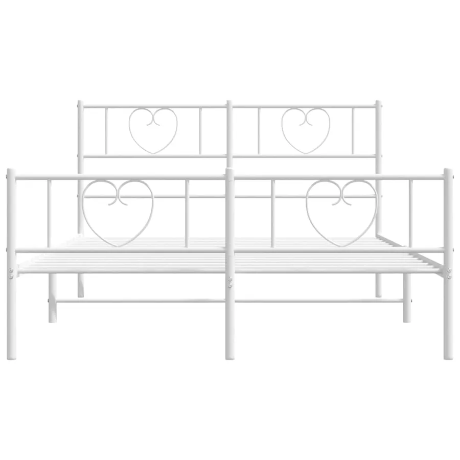 Cadre de lit métal sans matelas et pied de lit blanc 120x200 cm - 4
