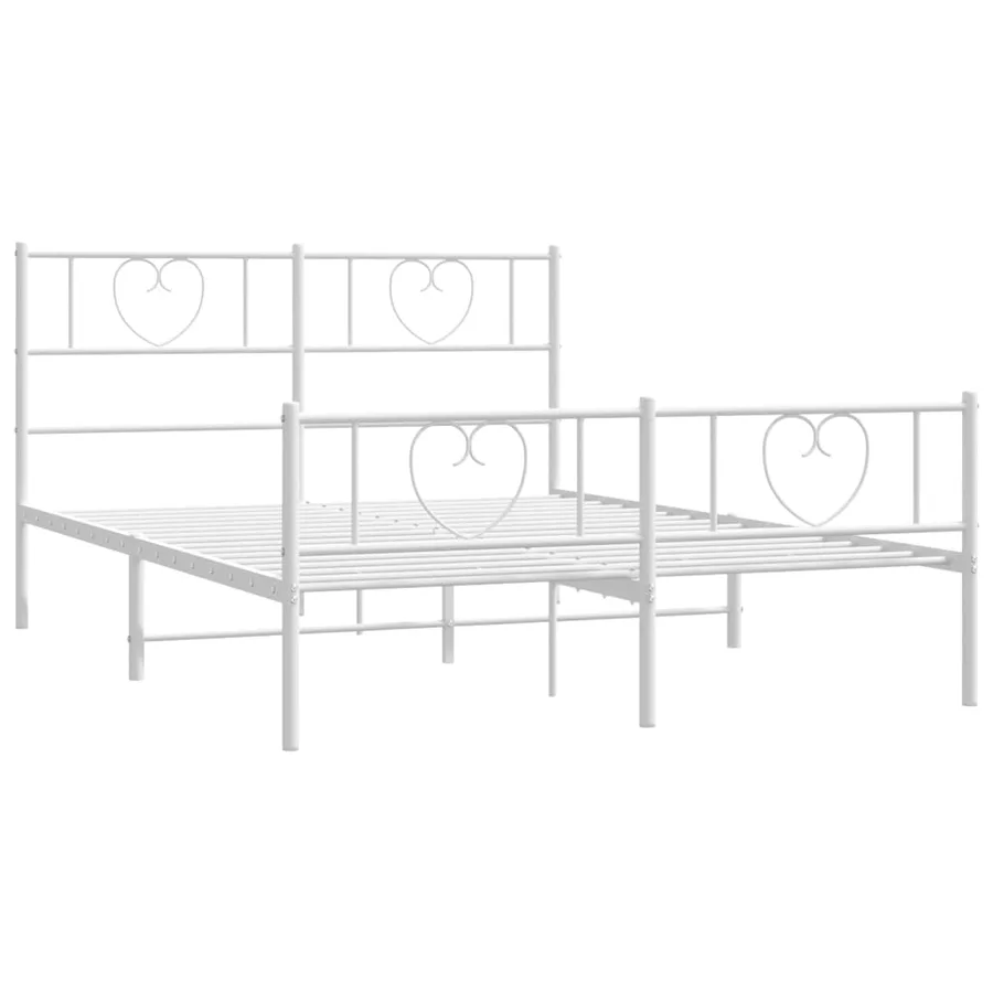 Cadre de lit métal sans matelas et pied de lit blanc 120x200 cm - 5