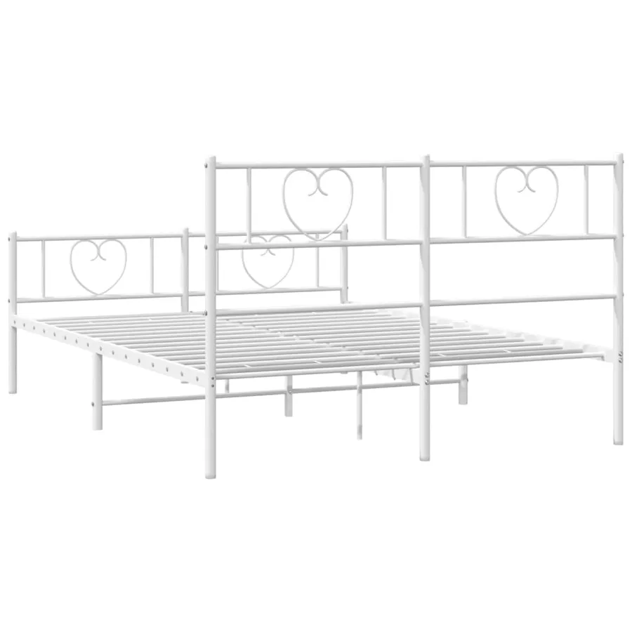 Cadre de lit métal sans matelas et pied de lit blanc 120x200 cm - 7