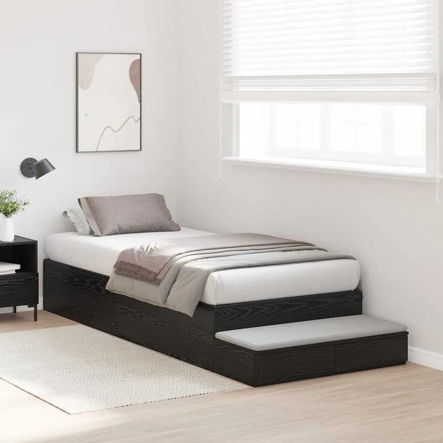 Cadre de lit avec rangement Chêne noir 75 cm Bois d'ingénierie - 5