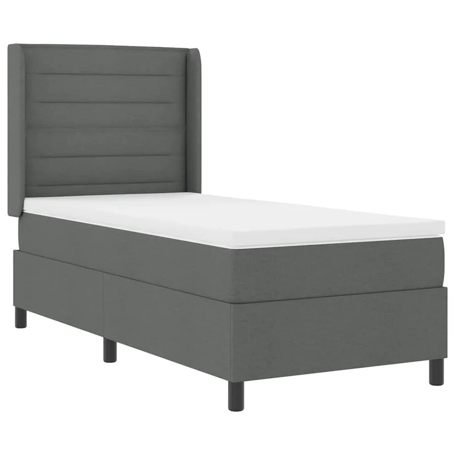 Lit à ressort LED avec matelas Gris foncé 80 x 200 cm tissu - 2