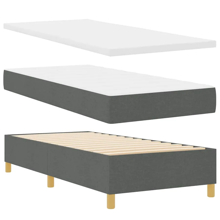 Lit à ressorts avec bandes LED Gris 80 x 200 cm tissu - 6
