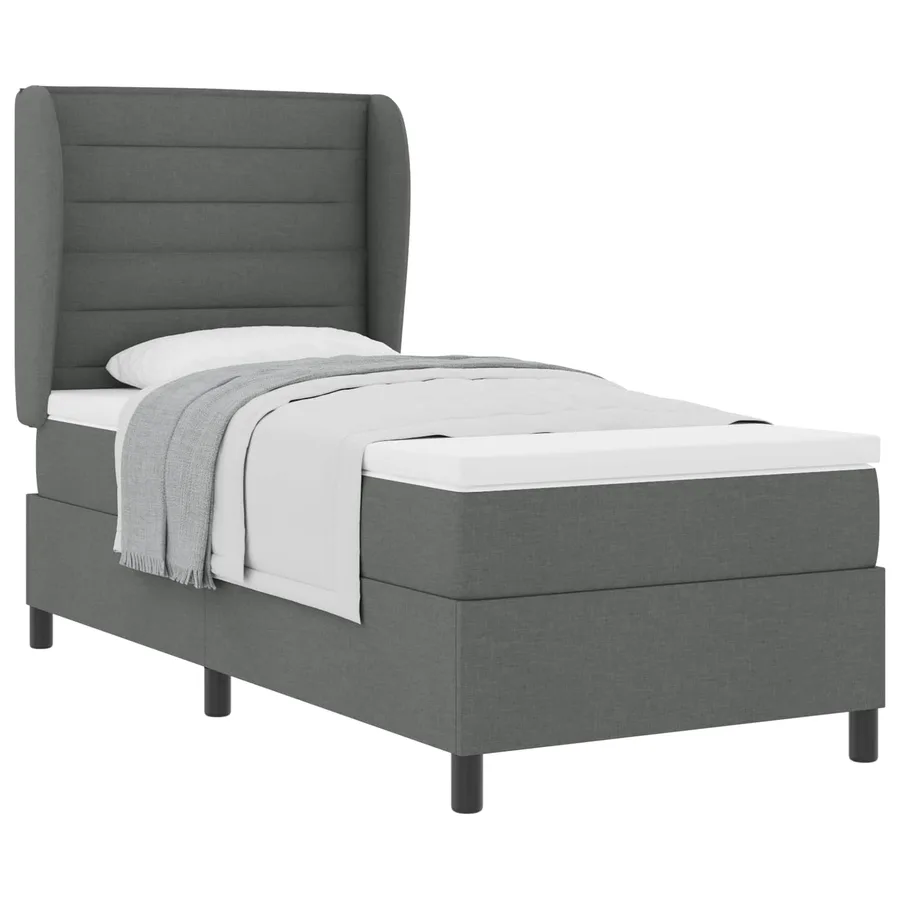Lit à ressorts avec matelas Gris foncé 80 x 200 cm tissu - 2