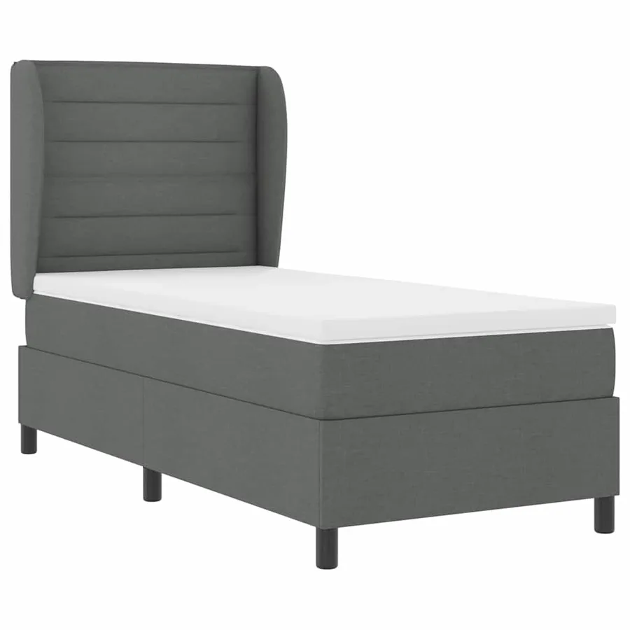 Lit à ressorts avec matelas Gris foncé 80 x 200 cm tissu - 5