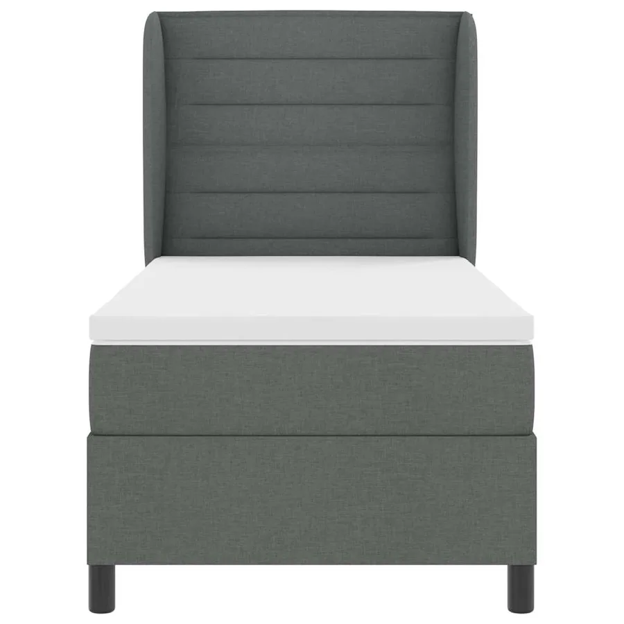 Lit à ressorts avec matelas Gris foncé 80 x 200 cm tissu - 7