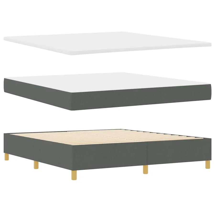 Lit à ressorts avec matelas Gris foncé 180 x 200 cm tissu - 6