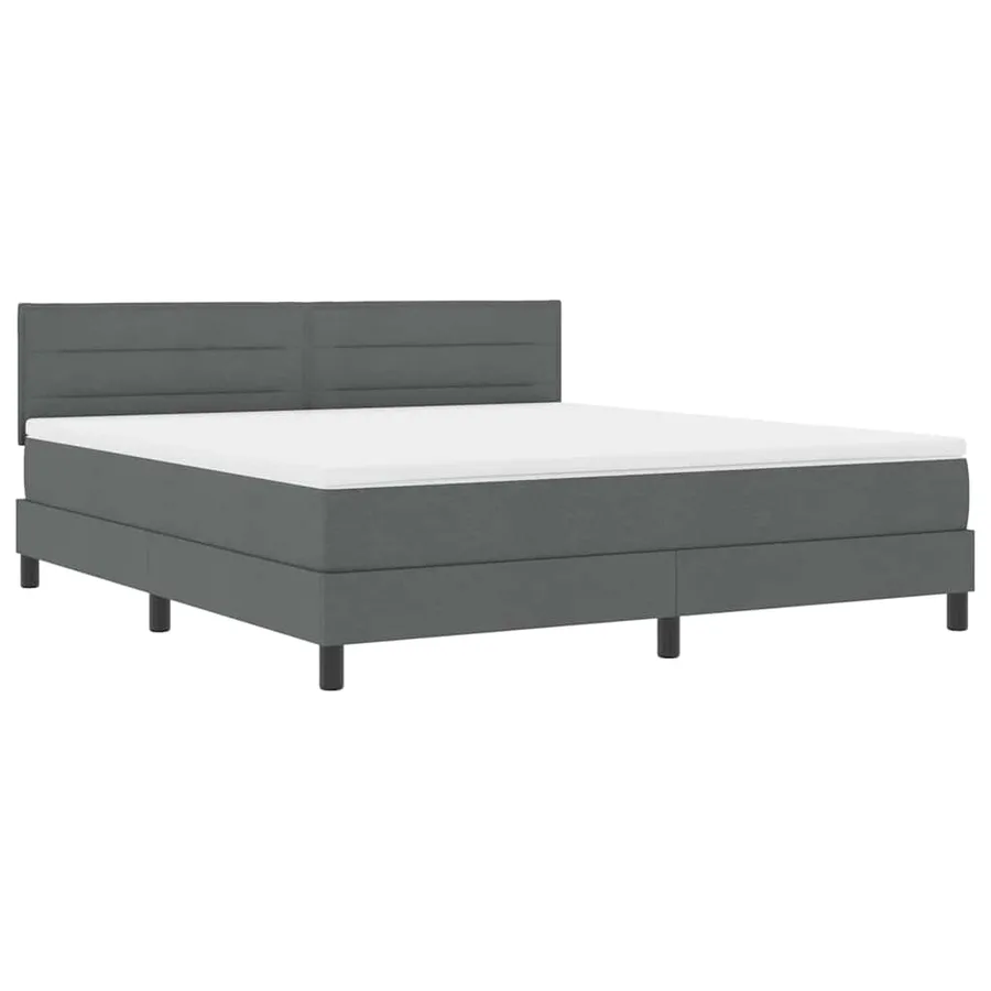 Lit à ressorts avec matelas Gris foncé 180 x 200 cm tissu - 2