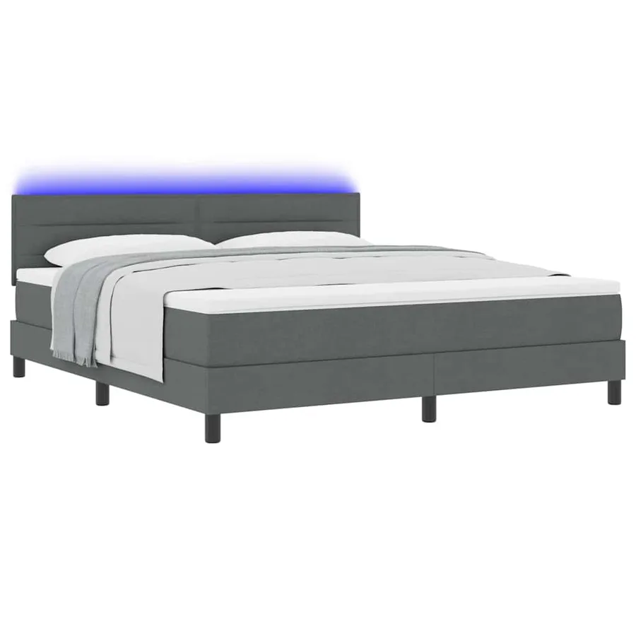 Lit à ressorts avec matelas Gris foncé 180 x 200 cm tissu - 3
