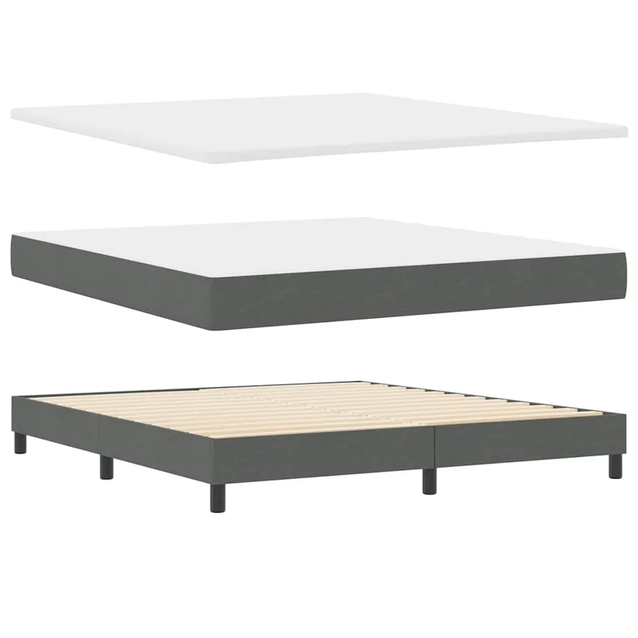 Lit à ressorts avec matelas Gris foncé 180 x 200 cm tissu - 6