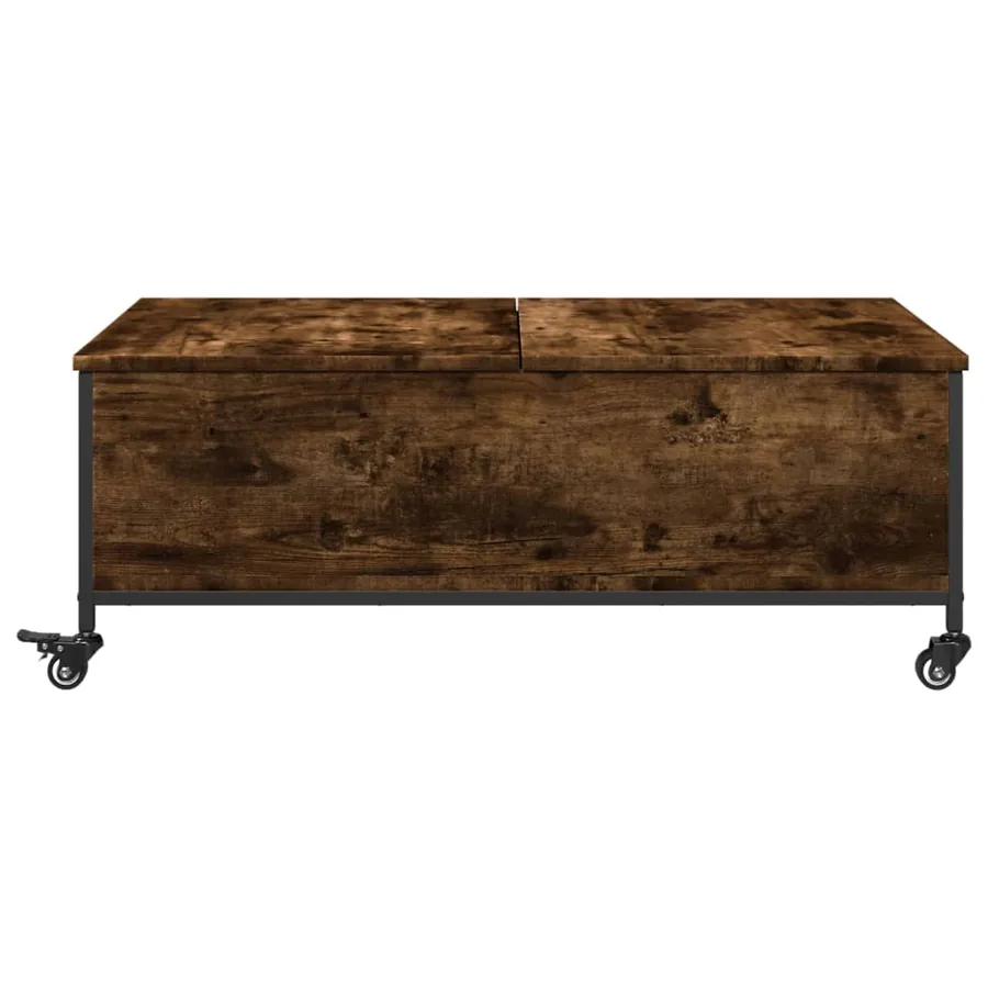 Table basse avec roulettes chêne fumé bois d'ingénierie - 6