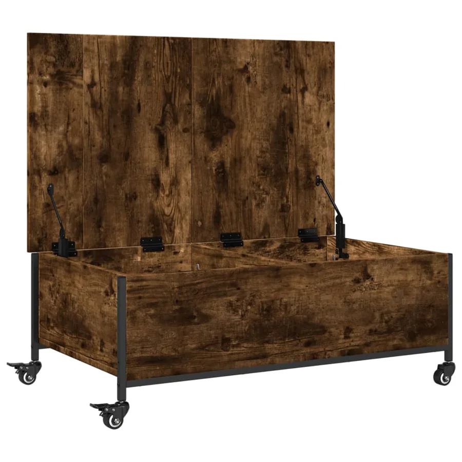 Table basse avec roulettes chêne fumé bois d'ingénierie - 7