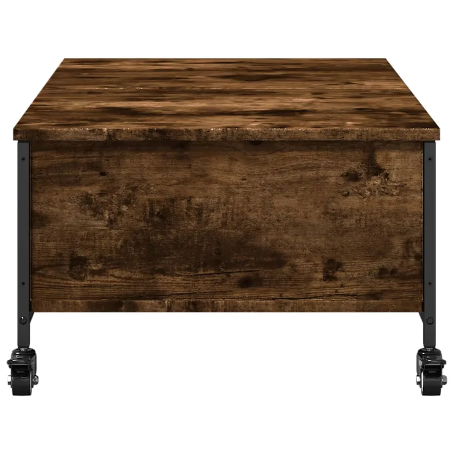 Table basse avec roulettes chêne fumé bois d'ingénierie - 8
