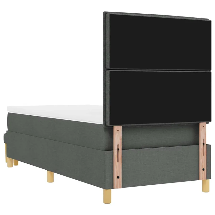 Lit à ressorts avec tête de lit Gris foncé 200 x 90 cm tissu - 8