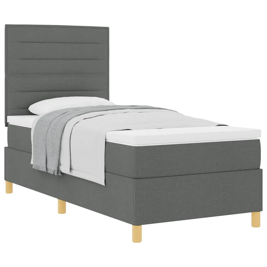Lit à ressorts avec matelas Gris foncé 80 x 200 cm tissu - 2