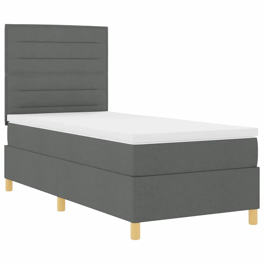Lit à ressorts avec matelas Gris foncé 80 x 200 cm tissu - 5