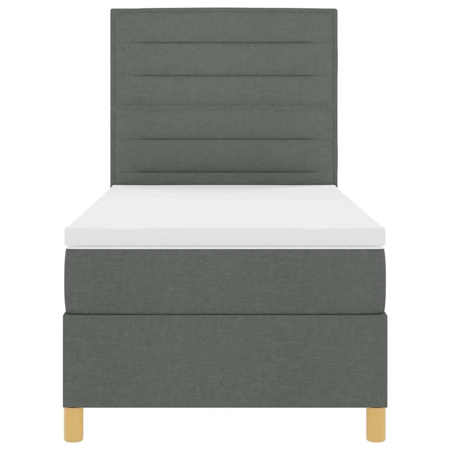 Lit à ressorts avec matelas Gris foncé 80 x 200 cm tissu - 7