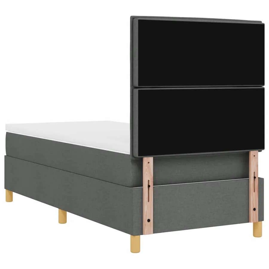 Lit à ressorts avec matelas Gris foncé 80 x 200 cm tissu - 9