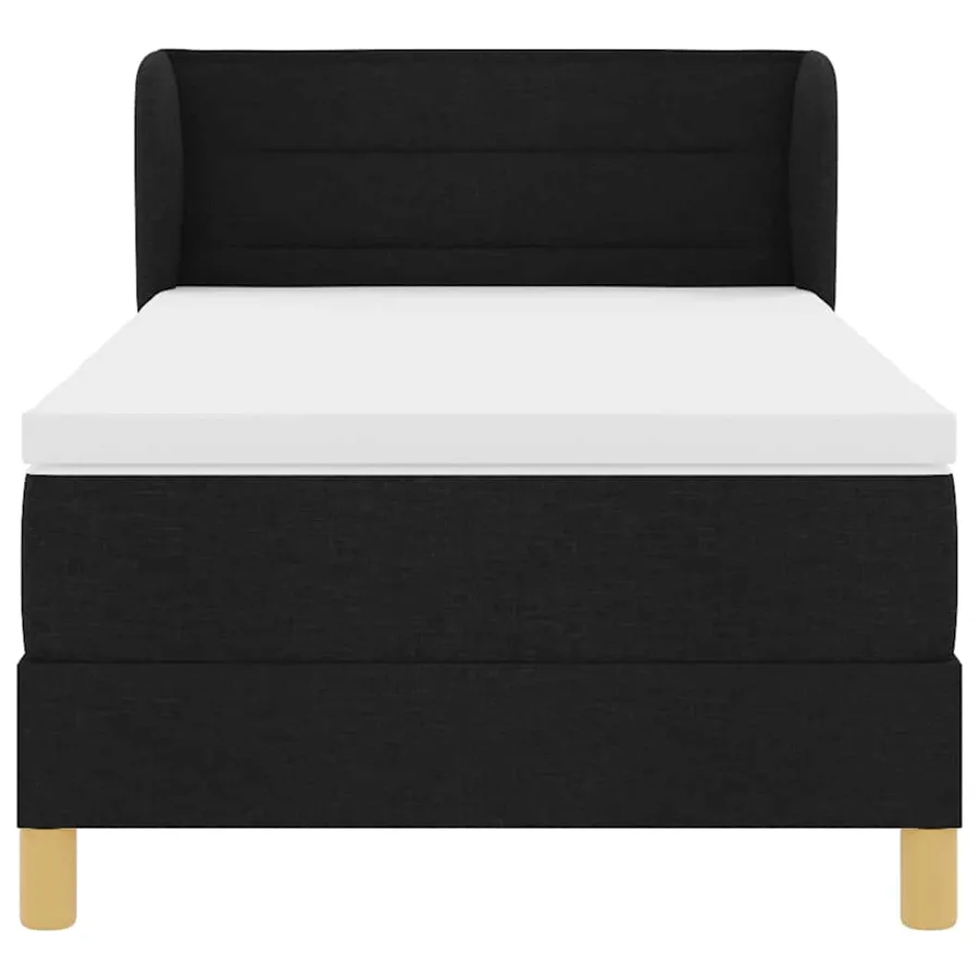 Lit à ressorts avec matelas Noir 80 x 200 cm tissu - 6