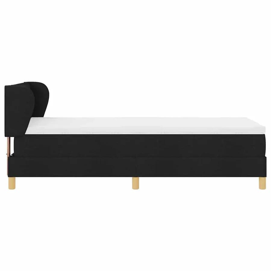 Lit à ressorts avec matelas Noir 80 x 200 cm tissu - 7