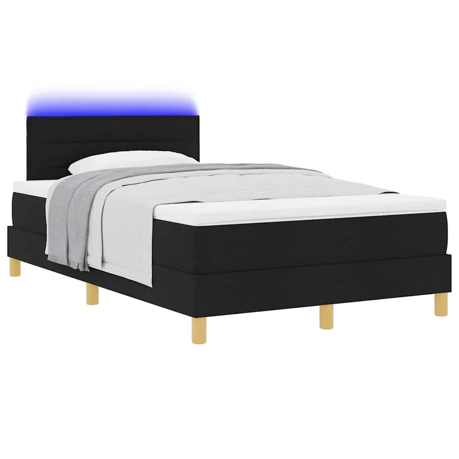 Lit à ressort LED avec bandes LED Noir 120 x 190 cm tissu - 3